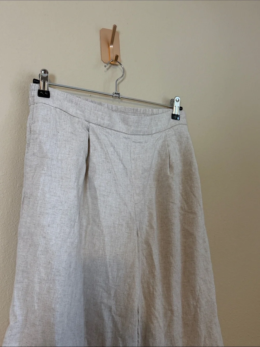 BANANA REPUBLIC LINEN-BLEND WIDE-LEG CROPPED PANTS COLOR FLAX SIZE SMALL